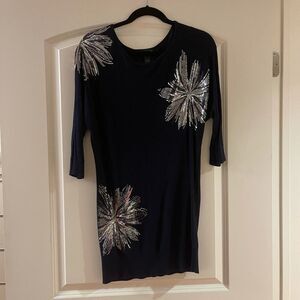 INC flower sequin tunic